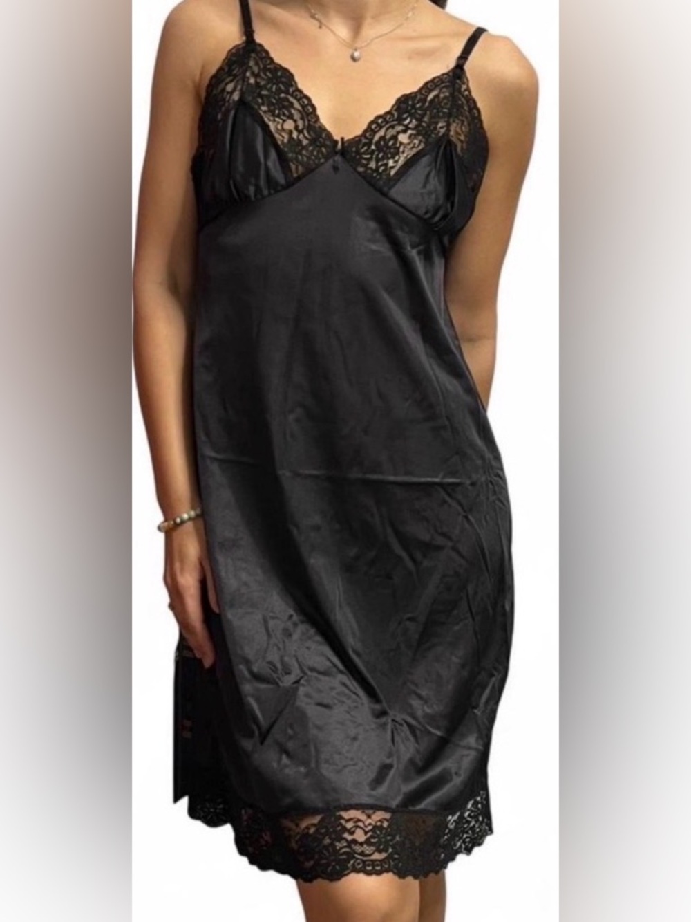 lace sleeping Dress M black
